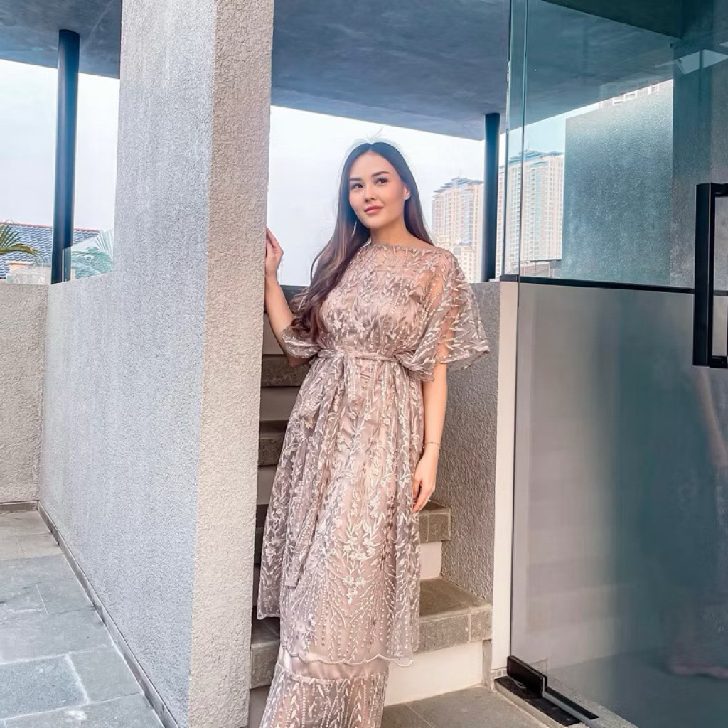 NAMELIS Set Kondangan Brukat Lace dengan Inner Panjang Hijab Friendly