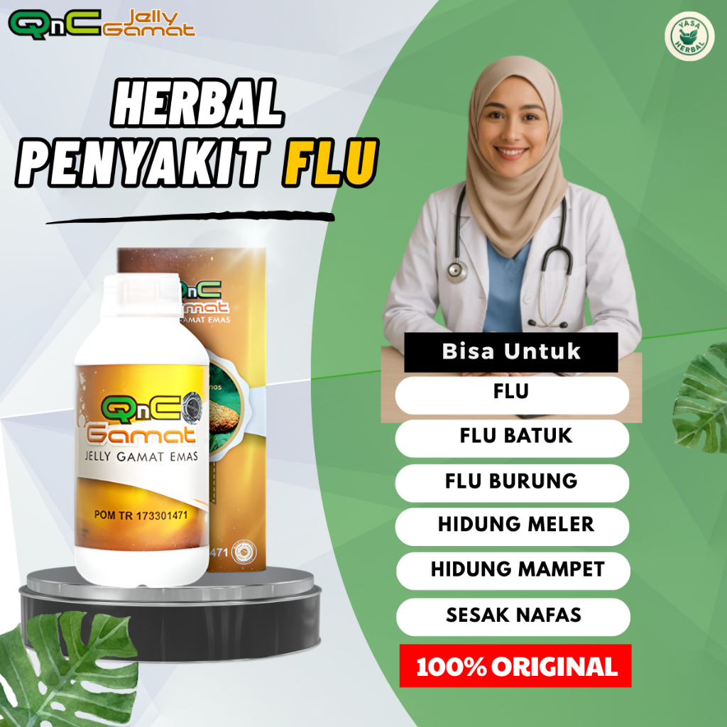 Obat Flu Herbal QnC Jelly Gamat Original 300ml Halal BPOM