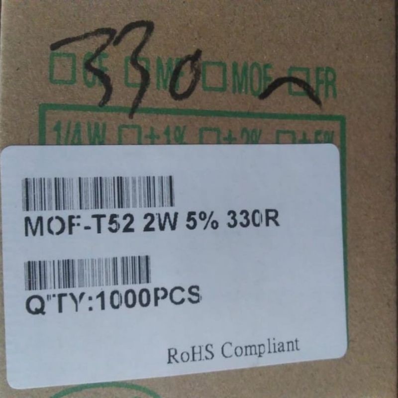 Resistor 330R 330 Ohm 2 watt Taiwan 5%