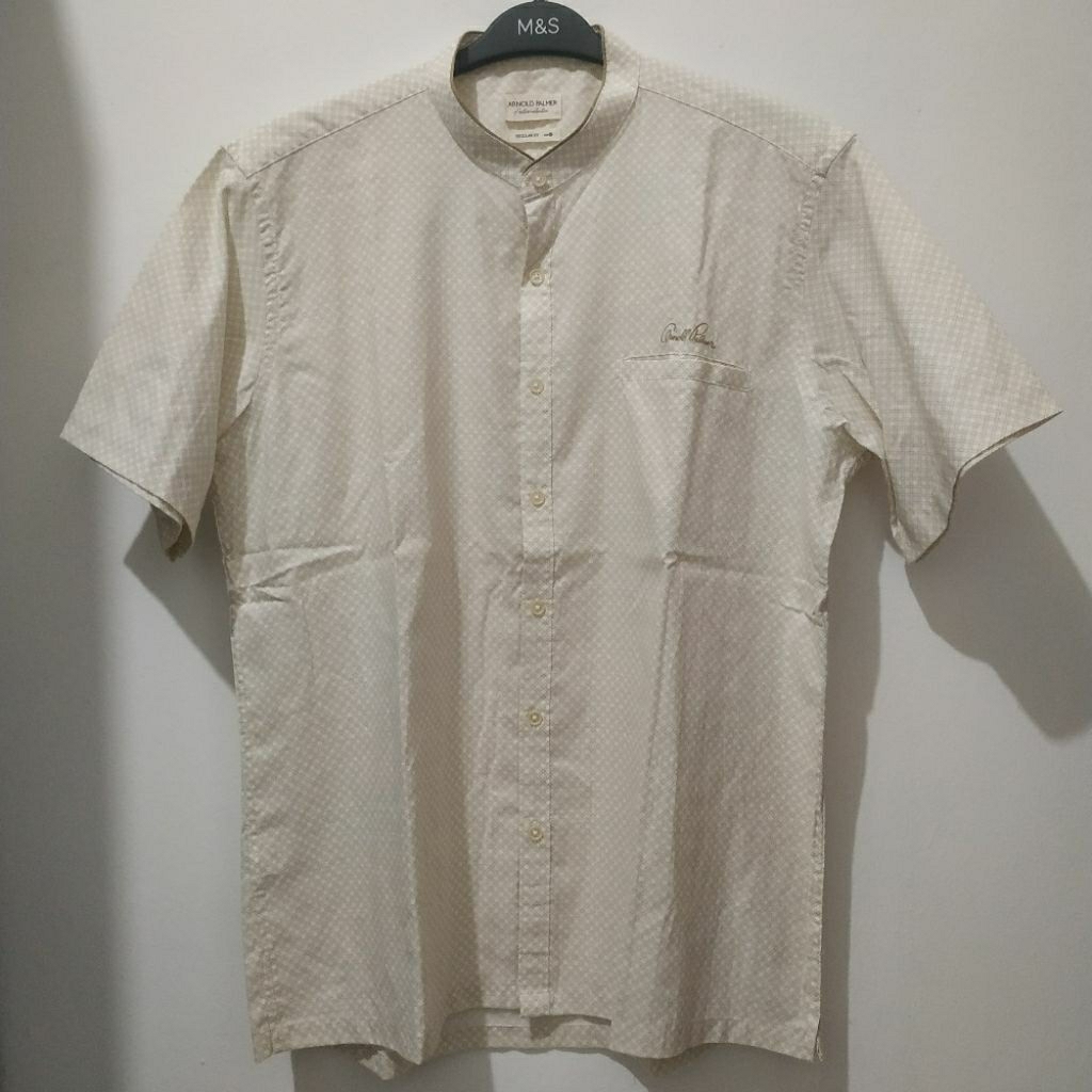 Kemeja Koko Arnold Palmer Lengan Pendek Cream Pria Original Festive Collection Baju Muslim Cowok Lak