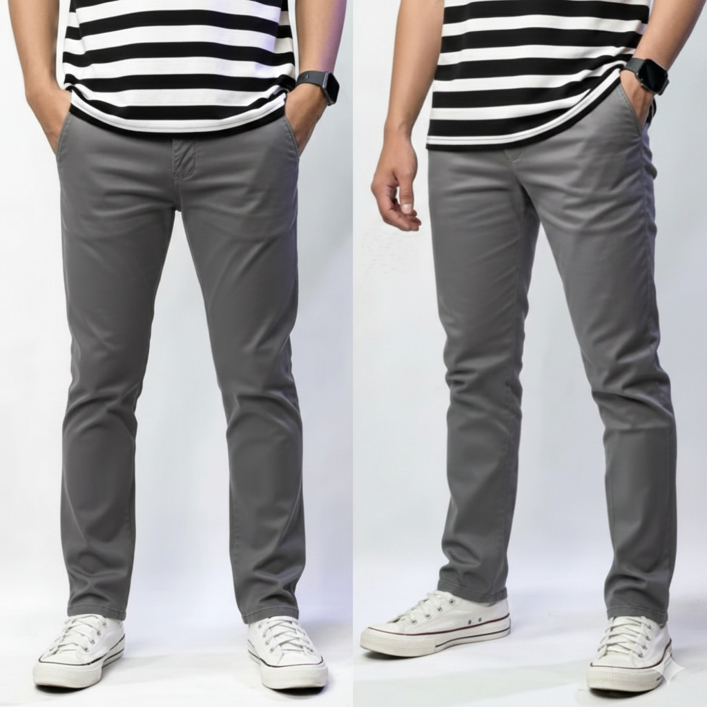 CELANA CHINO Panjang pria Slimfit KERJAHARIAN Santai Casual Formal Hitam Abu Cream Mocca Size 27-38/