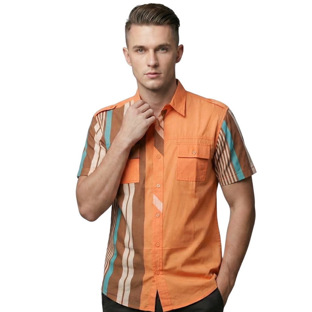 Kemeja Pria Lengan Pendek Motif Original Premium Pakaian Branded Sisa Ekspor
