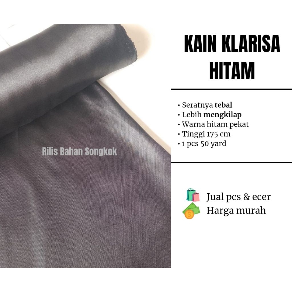 Kain Klarisa Hitam Eceran - Kain Dalaman Peci Kain Bos-Bosan