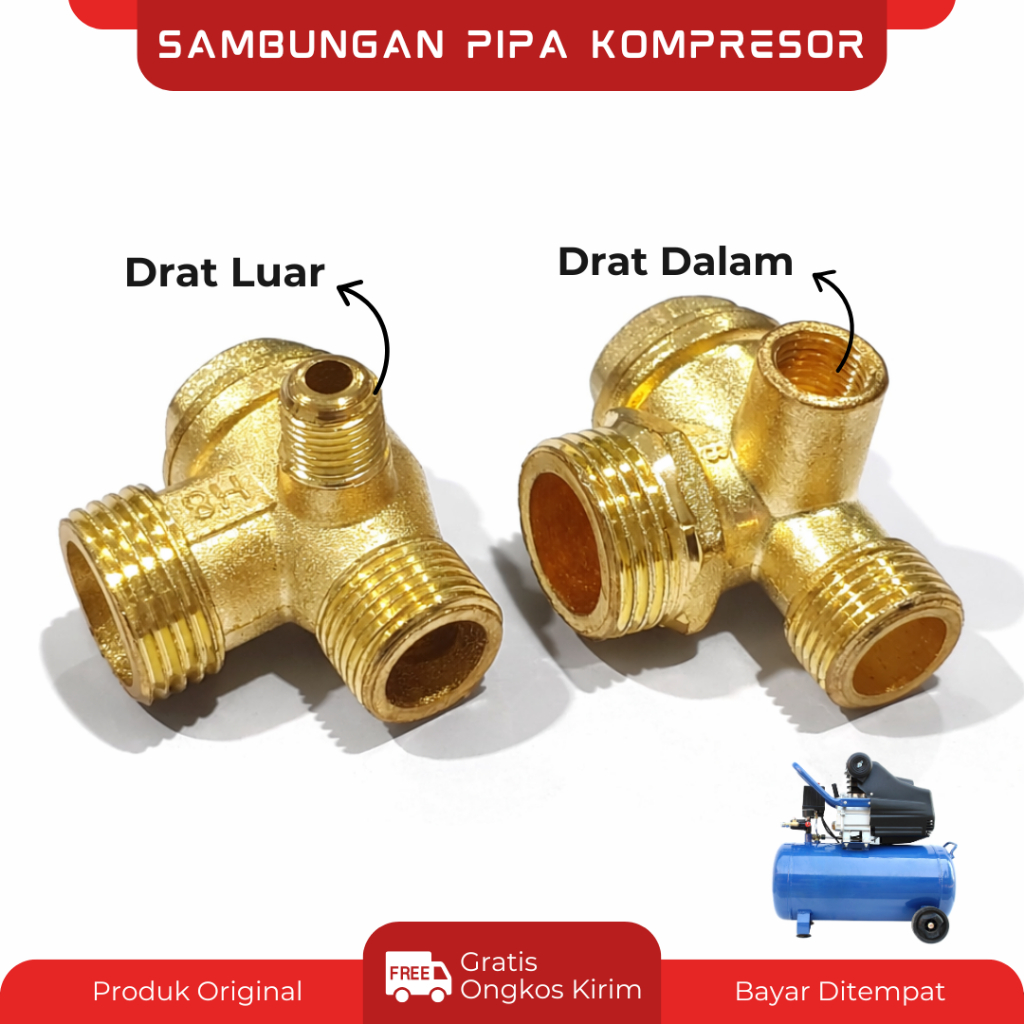Katup Satu Arah Kompresor Kuningan Neple Drat Dalam Luar Check Valve H&L