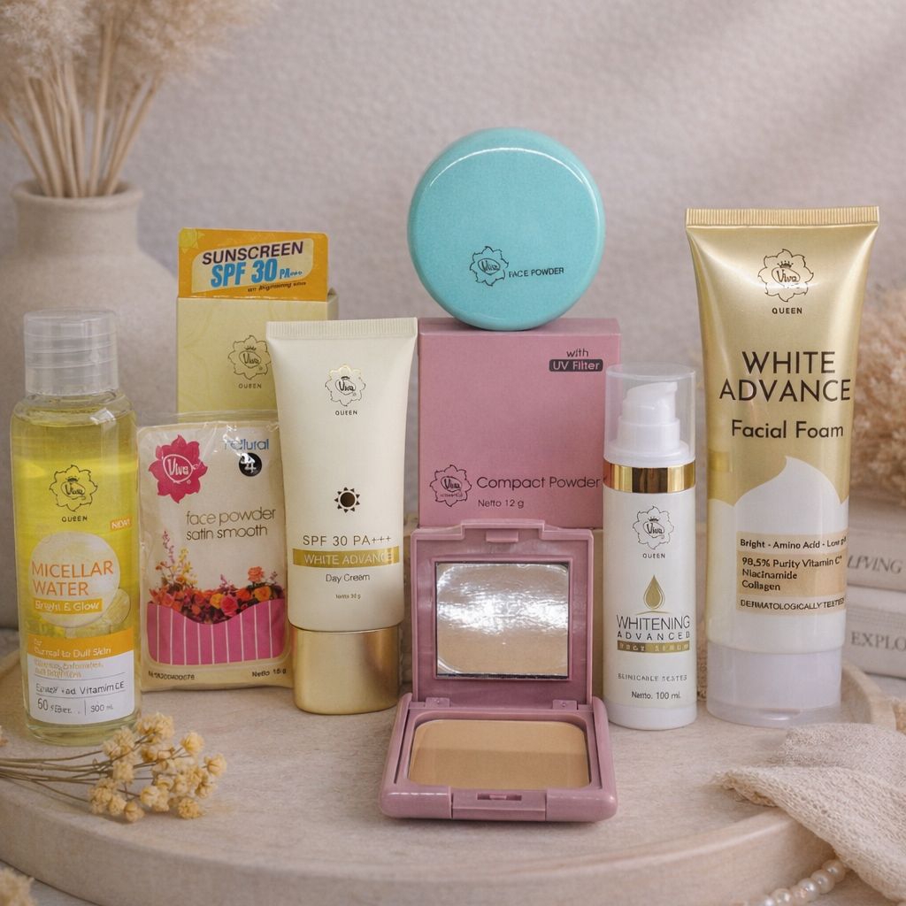 Viva WHITE Glowing/Viva Paket Glowing White Skincare Mencerahkan Lengkap + Make Up
