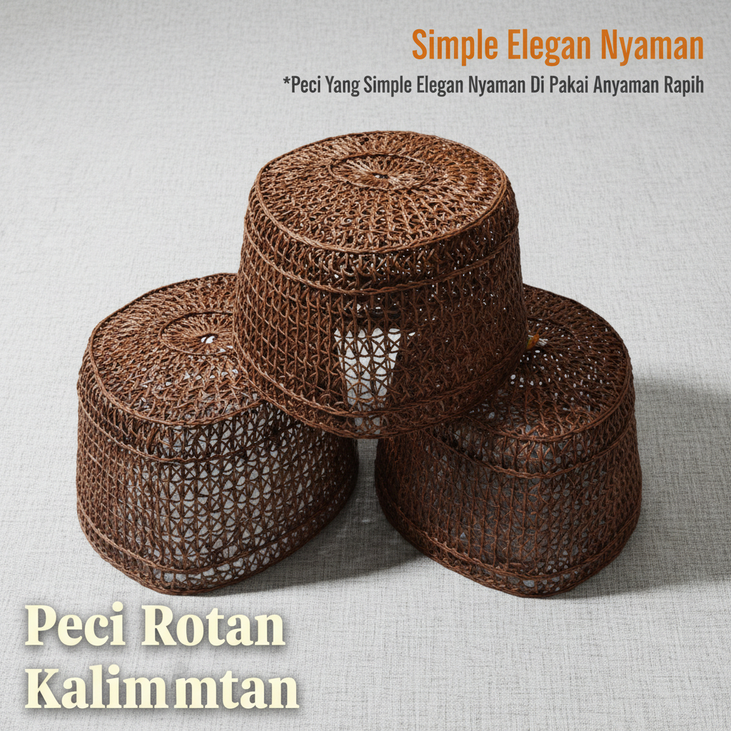 Peci Rotan Kalimantan Songkok Anyaman Akar Rotan Asli Rapih Dan Nyaman Di Pakai