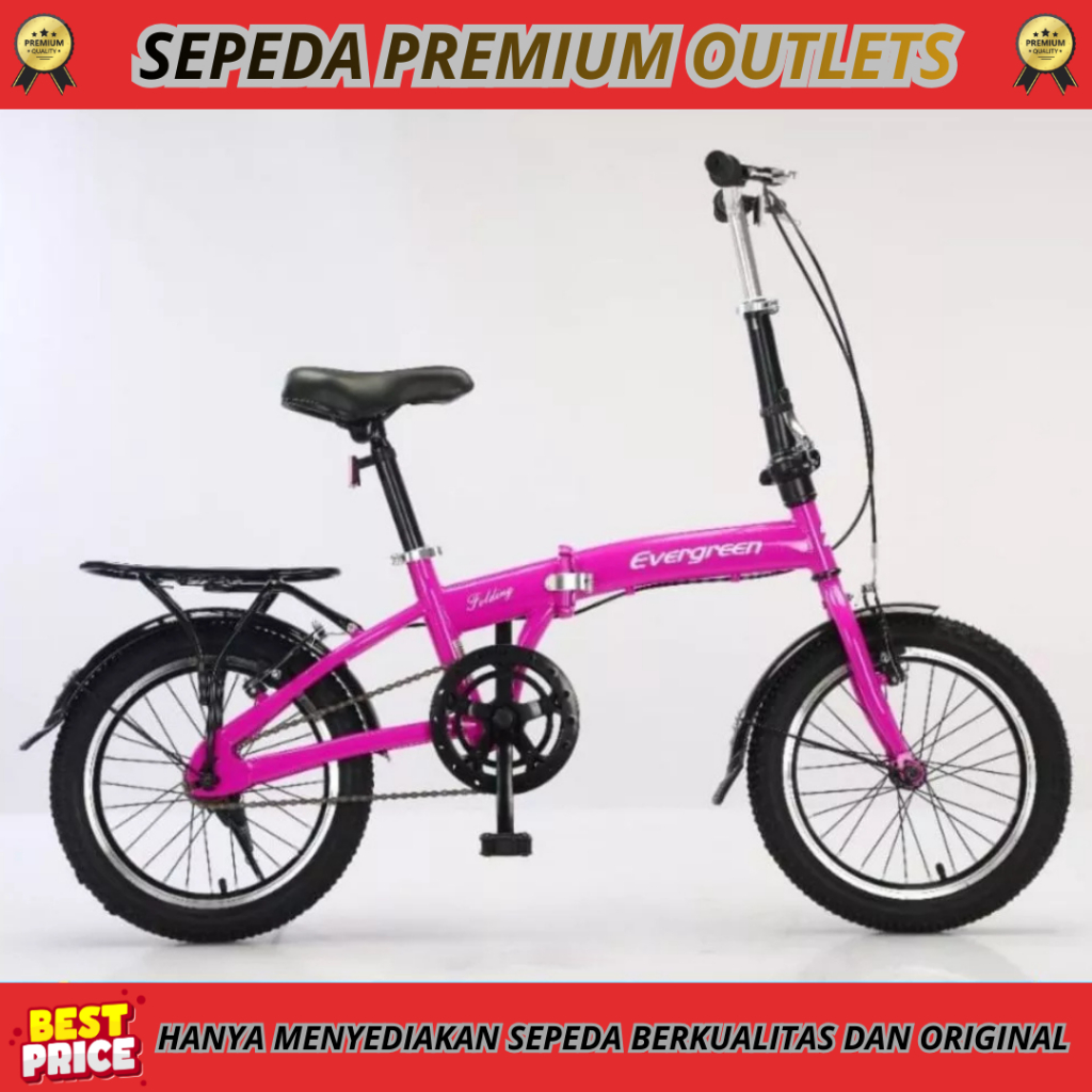 Sepeda Lipat EVERGREEN 16 Inch Single Speed Rem V Brake Boncengan