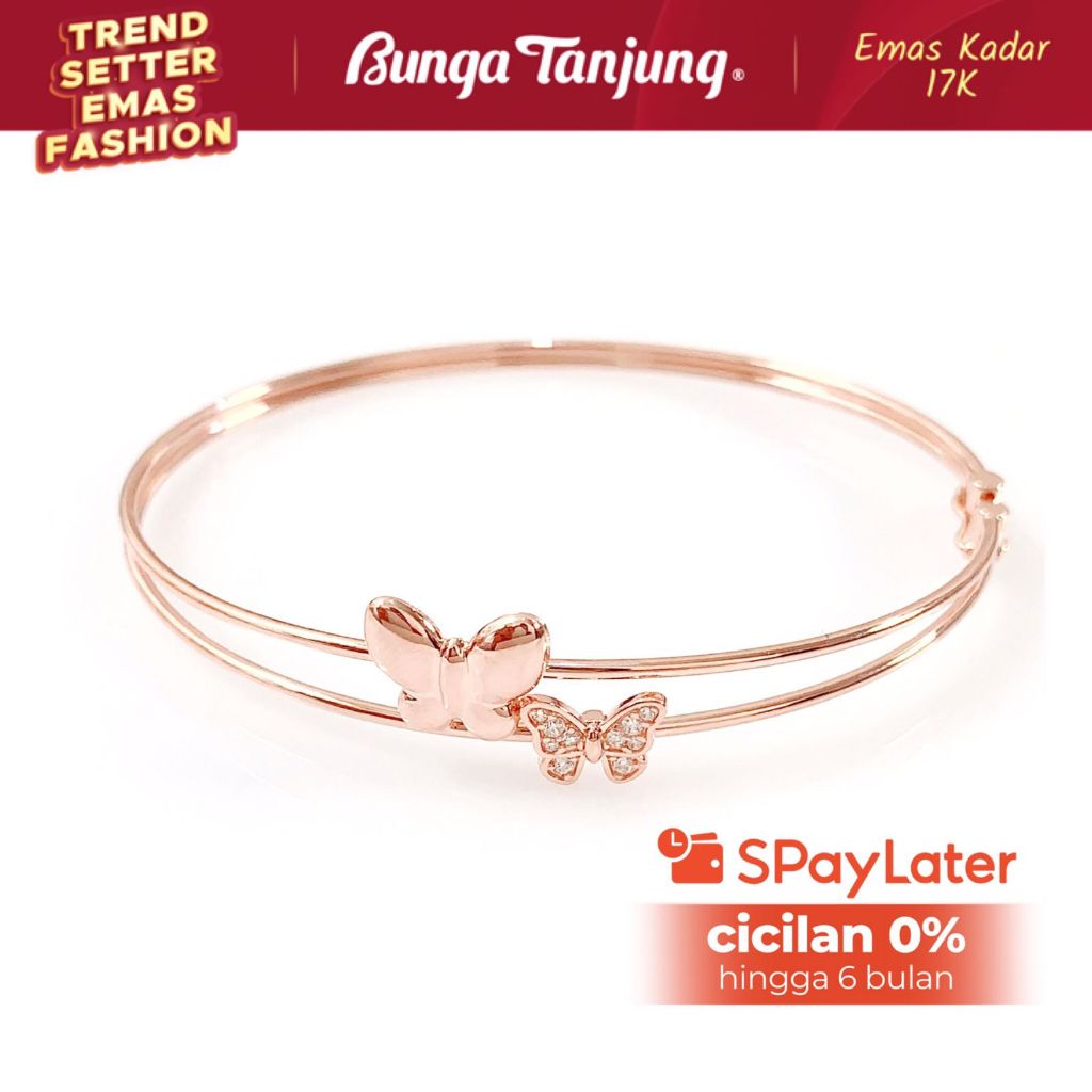 GELANG BANGLE LAYER TINE KUPU KUPU - EMAS 17K - BUNGA TANJUNG GOLD