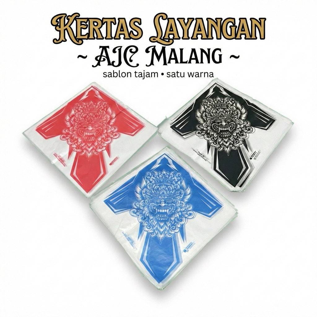 KERTAS LAYANGAN TARUNGAN MOTIF BARONG 1 WARNA KUAT TAHAN ANGIN