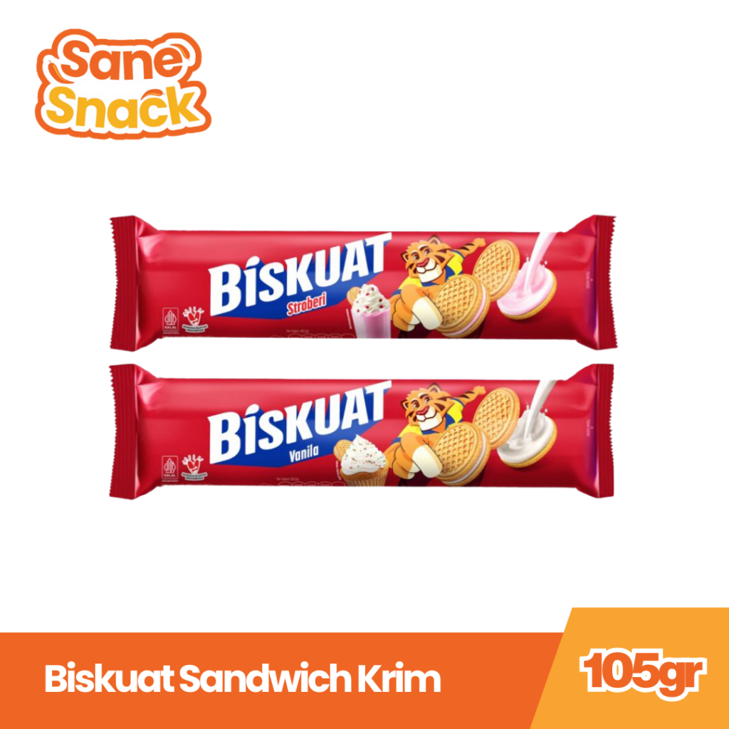 Biskuat Sandwich Krim Vanila Strawberry 105gr