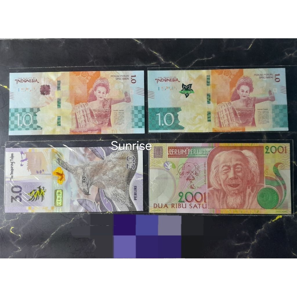 Paket Koleksi Testnote Peruri 1.0 Penari 3.0 Elang Afandi 2001 UNC AUNC BARU ASLI