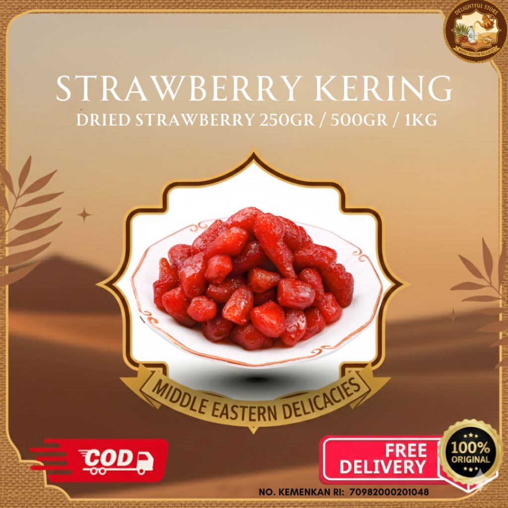 Manisan Strawberry Impor | Buah Kering Premium | Snack Sehat & Lezat 250g | 500g | 1kg