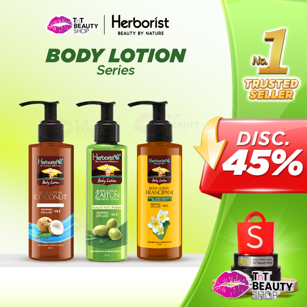 Herborist Body Lotion Zaitun | Coconut | Frangipani | Whitening UV Filter145ml | TnT Beauty Shop