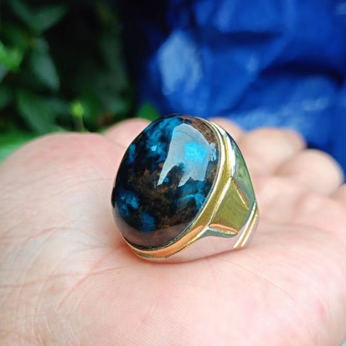 Natural Cincin Akik Bacan Kembang Panca Warna Super Kristal Mumbul