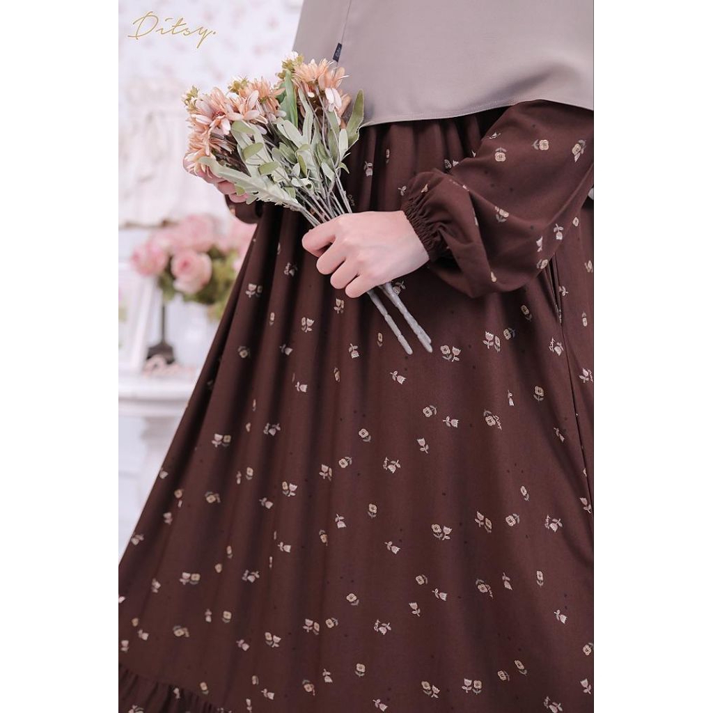 NIGHTGOWN DITSY FEBRUARI IVARA DARK CHOCOLATE SIZE L