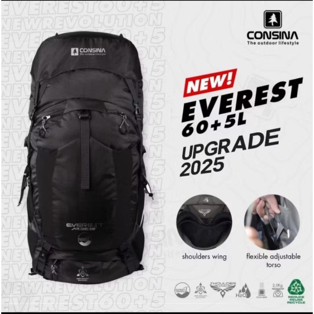 Carrier Consina Everest 60+5 Liter Gen 3 Tas Gunung Consina Generasi Tiga Original