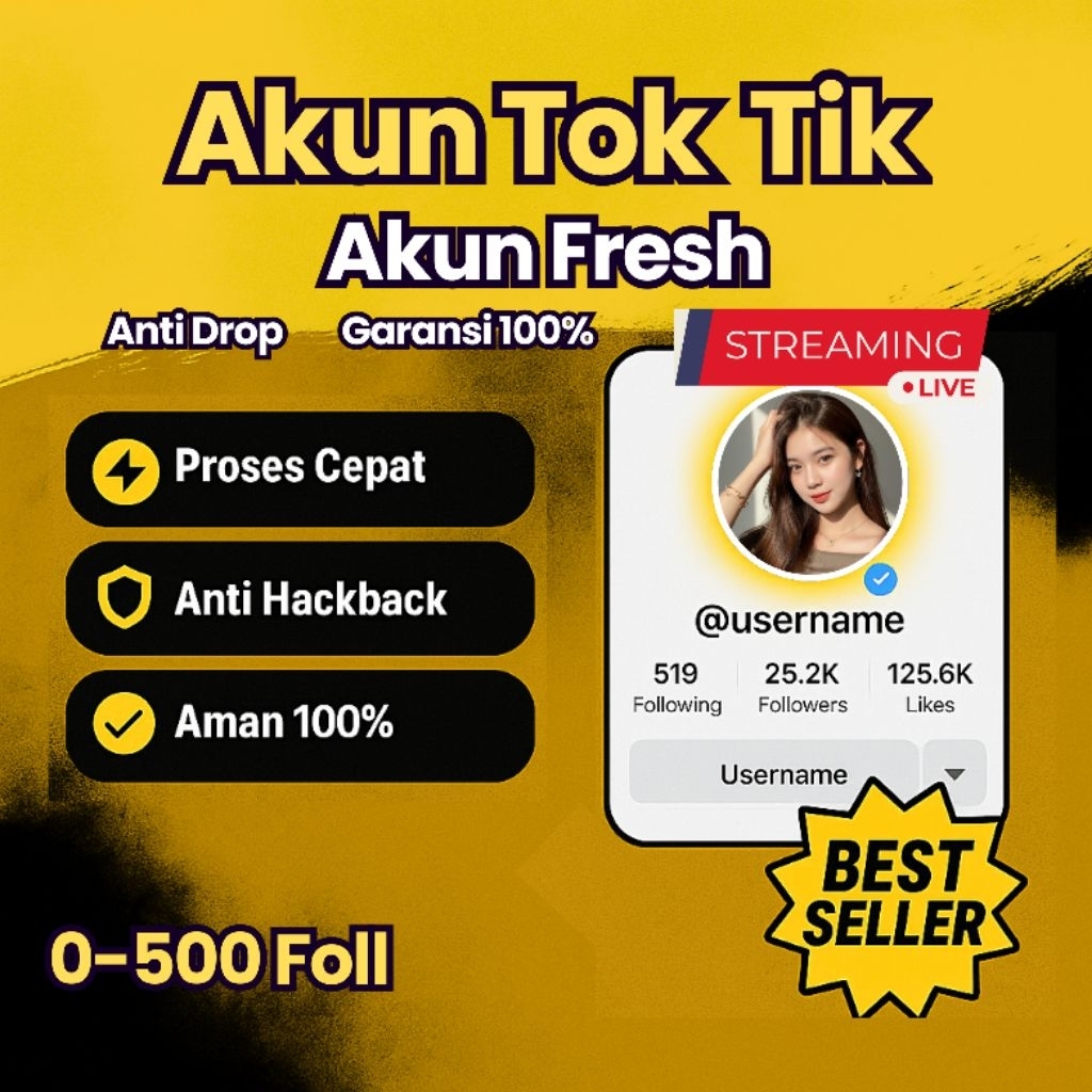 Akun Tok Tik Fresh 0 - 500 Followers