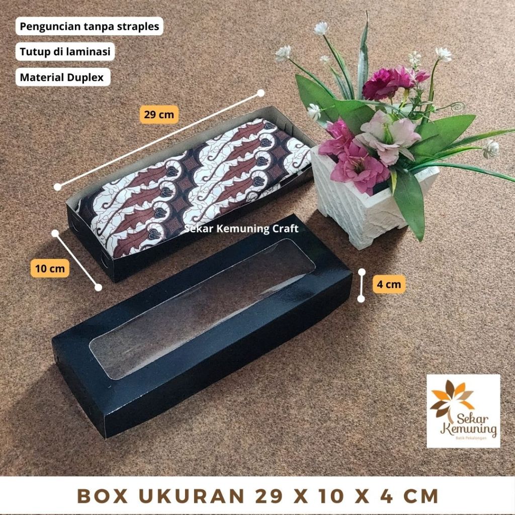 ​Box Kain Batik 29 x 10 x 4 Hitam - Kotak Serbaguna Dus Kado / Gift Box Packaging Grosir