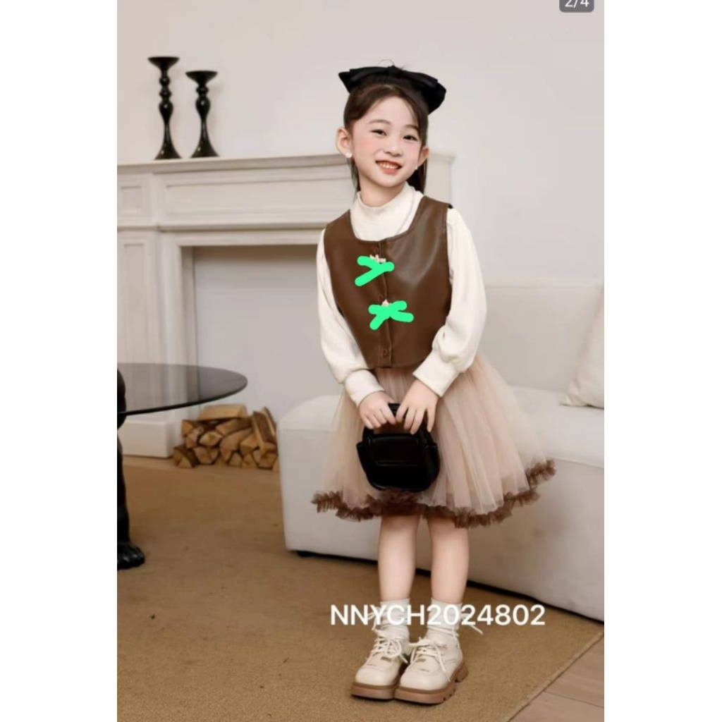DRESS VEST LEATHER KULIT ANAK PEREMPUAN KECIL