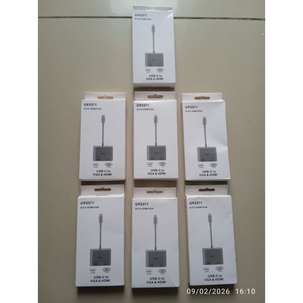 Konverter USB Type C to VGA + HDMI merk Qwerty Murah Bergaransi, Presentasi ke proyektor HP/Laptop