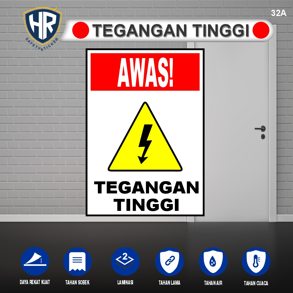 Sticker Bahaya Listrik Tegangan Tinggi | Stiker Warning Safety K3 Anti Air