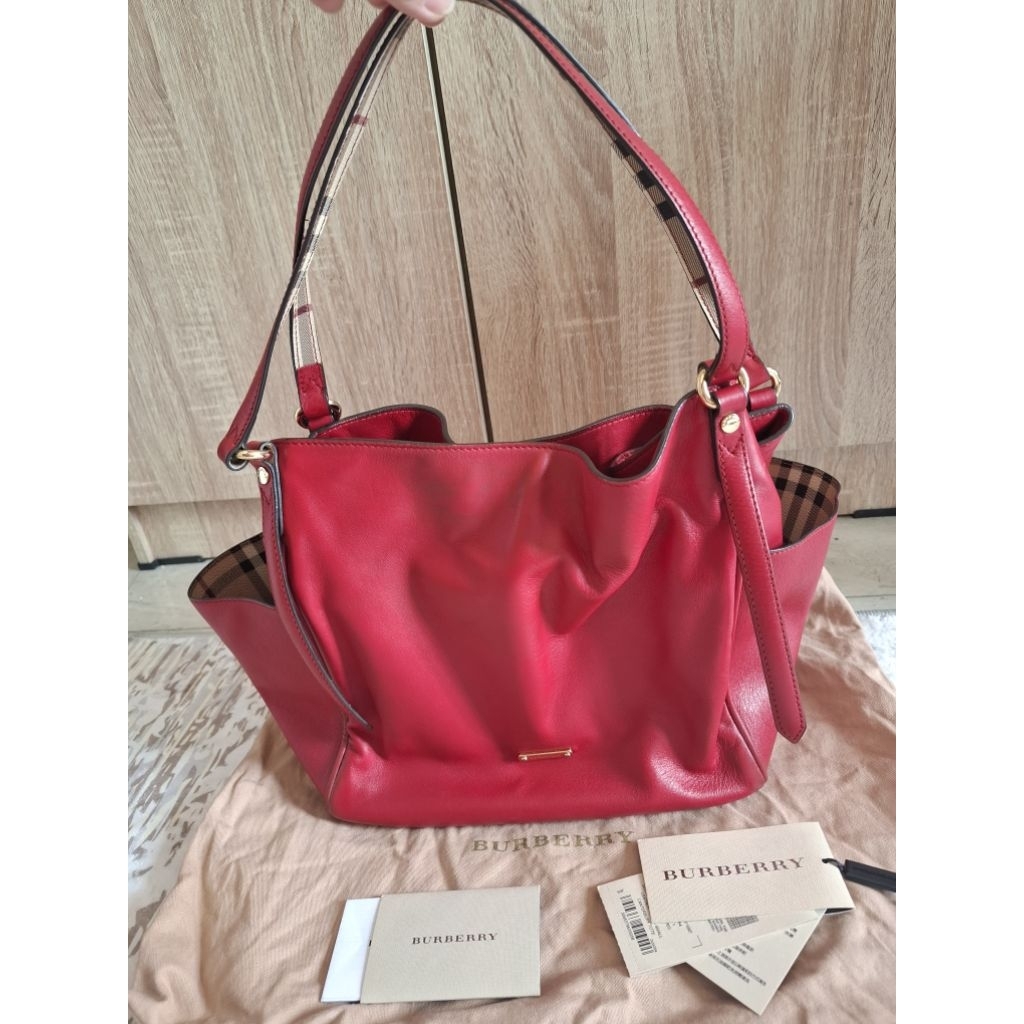 Authentic Guarantee Preloved Burberry Butik Canterbury Tote Bag Red