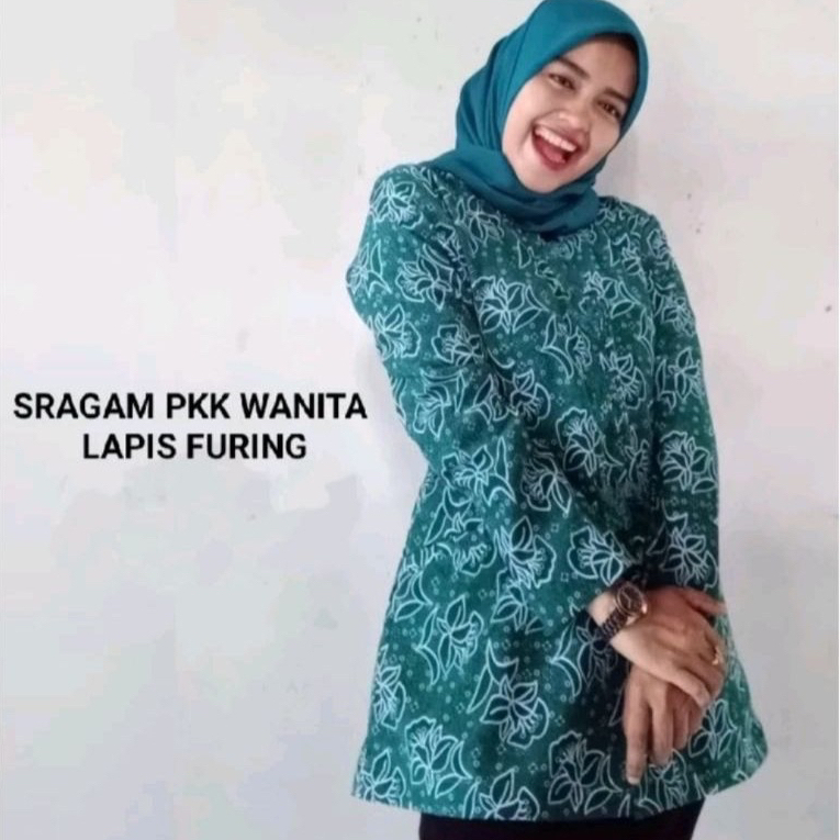 Seragam baju pkk terbaru lapis furing / batik pkk hijau tosca terbaru