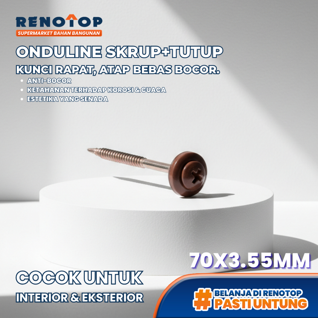ONDULINE SKRUP+TUTUP COKLAT , HIJAU , HITAM , MERAH 70X3.55MM