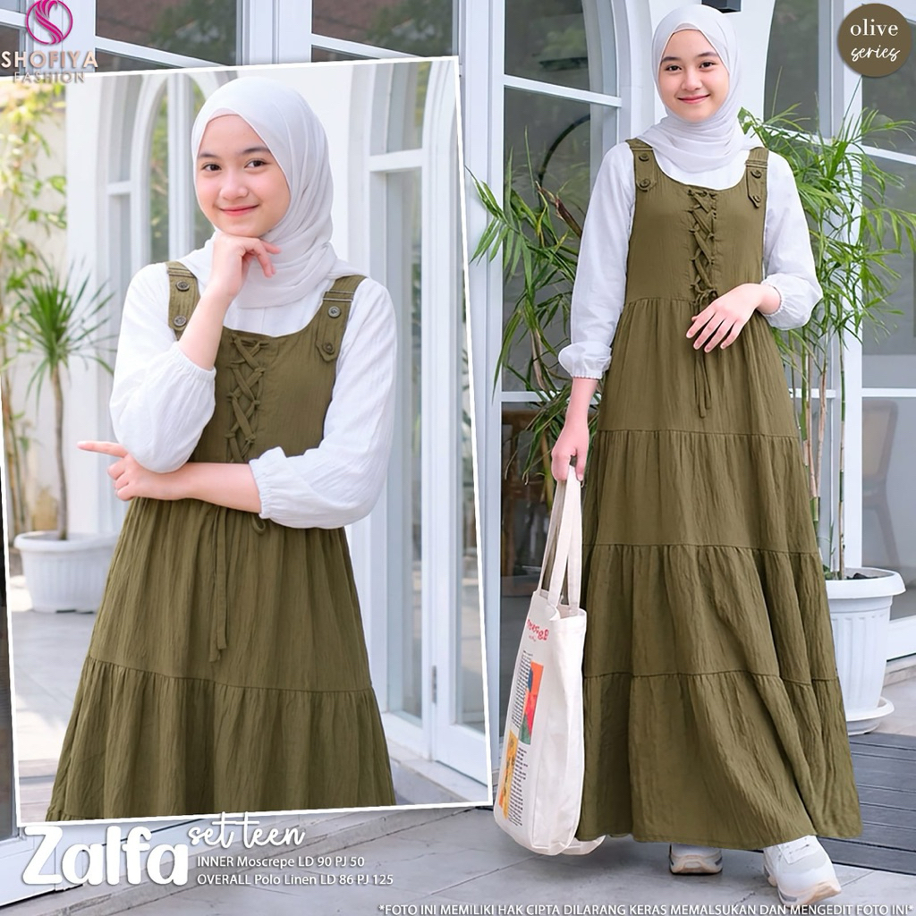 ZALFA SET TEEN GAMIS OVERALL REMAJA ORI SHOFIYA