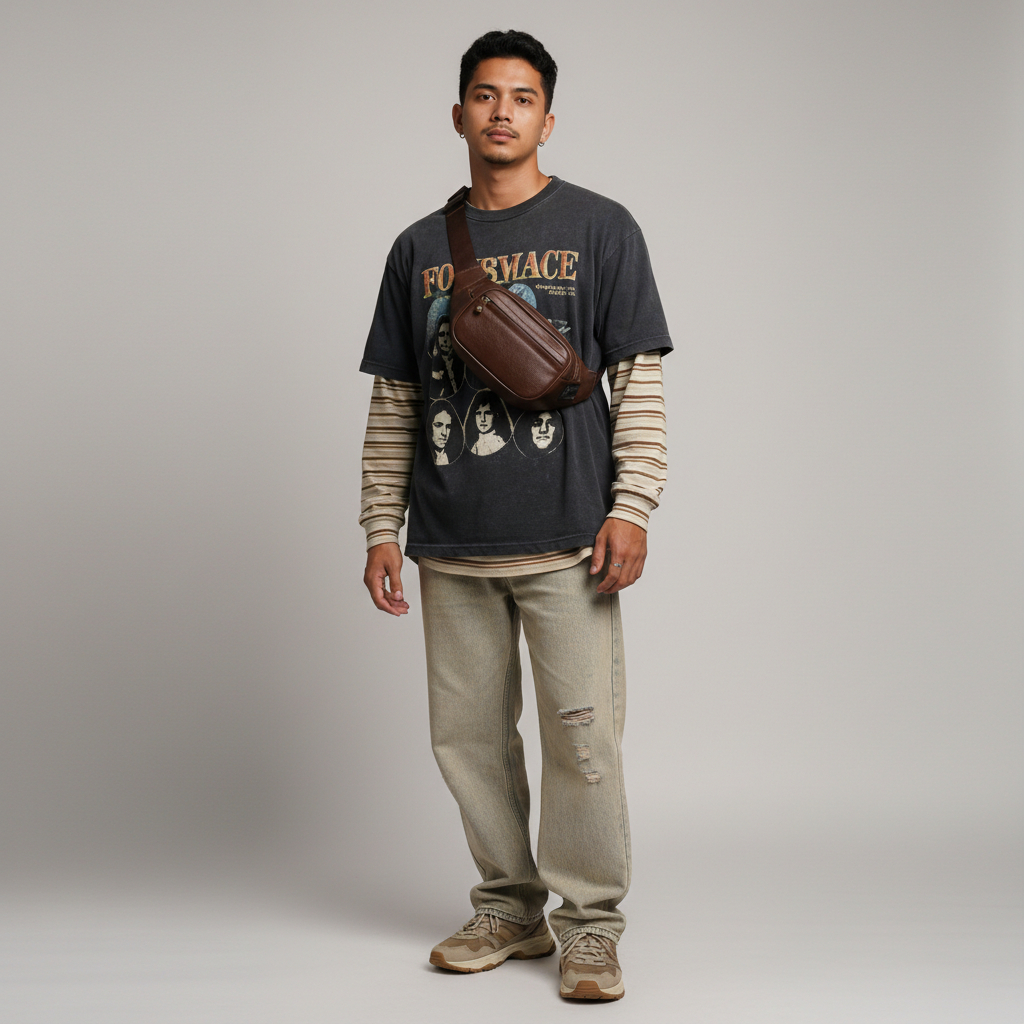 Klover Udawa Tas Selempang Gadget Organizer Kulit Sintetis Premium Multi Slot