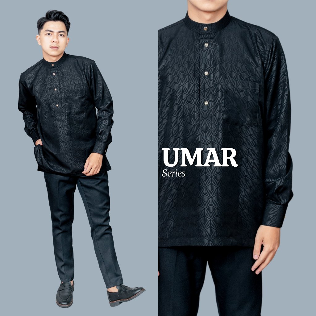WAKTU DHUHA - Baju Koko Pria Lengan Panjang Manset Kain Premium Adem Koko Umar