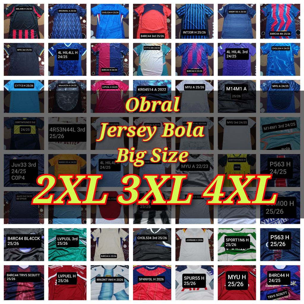 Obral Jersey Bola Bigsize Jumbo Poliester Dry Fit