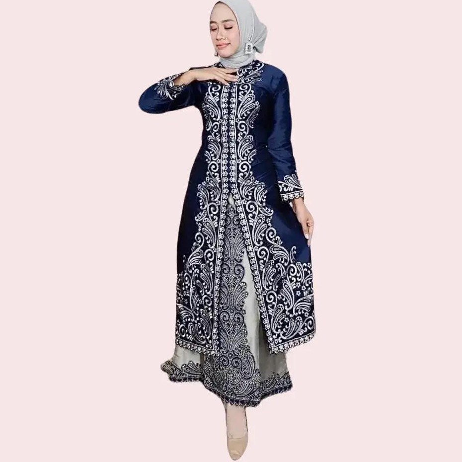 Gamis Wanita Pelangi Jaya Bahan Taveta Dove Warna Biru