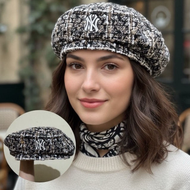 Barret Jennie Blackpink Topi Beret Tweed - Hat Winter Wanita Korea Baret Musim Dingin Brown Coklat T