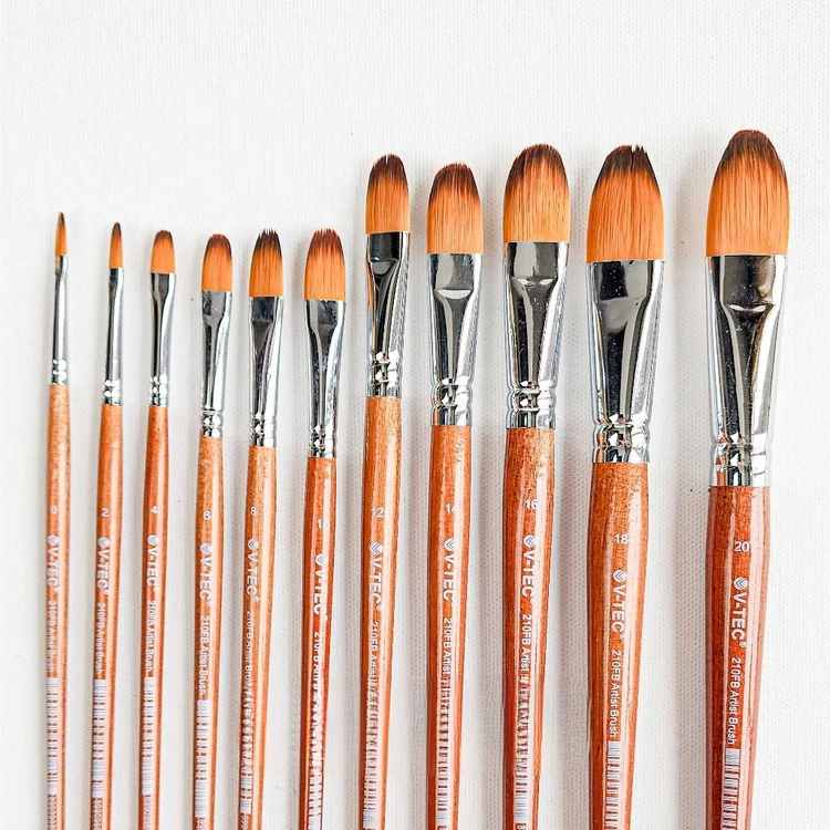 Kuas Lukis V-TEC 210FB Filbert - No. 0-22 (satuan) - Kuas V-TEC 210-FB