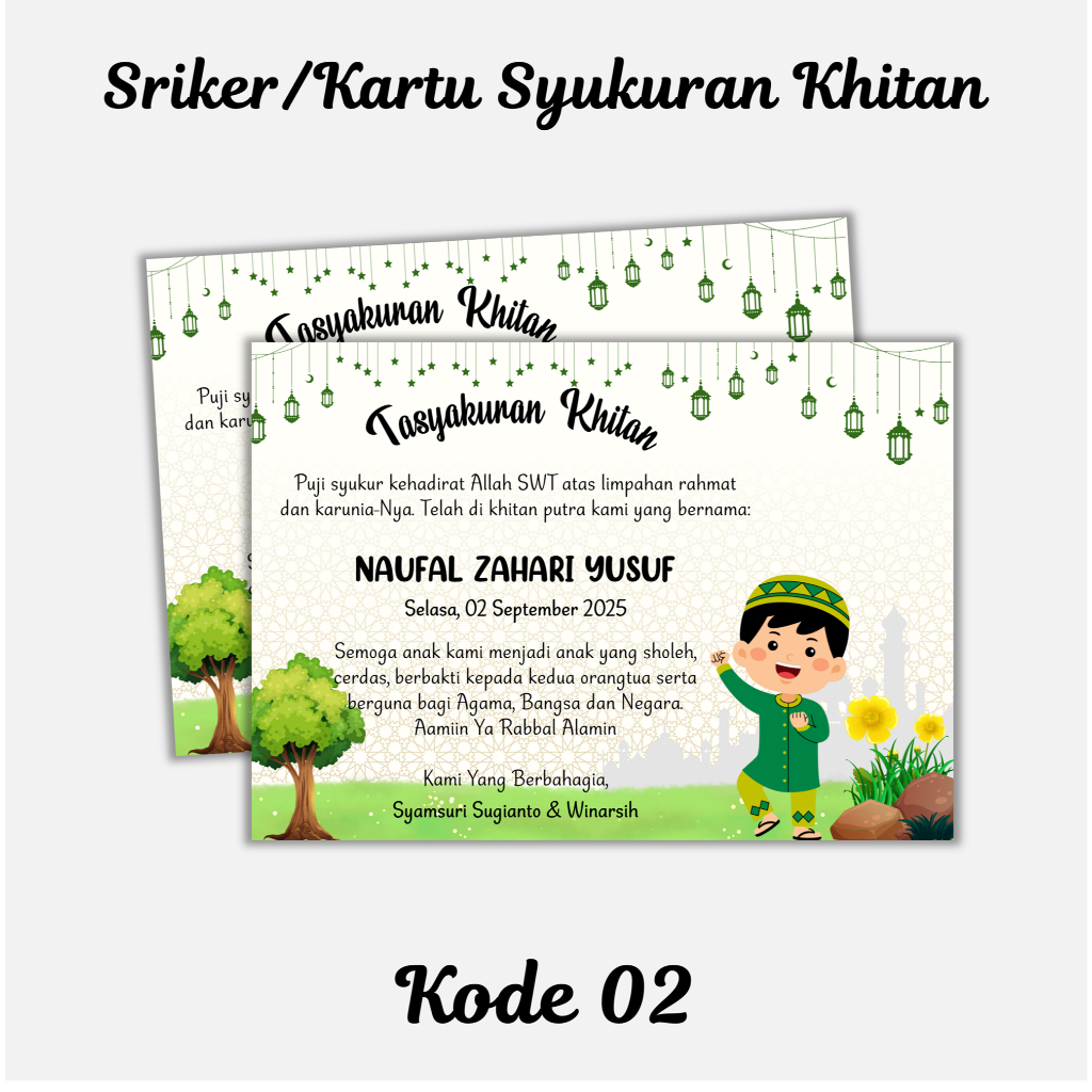 Stiker Sykuran khitan + Tasyakuran khitan + sticker khitan + kartu tasyakuran  khitan