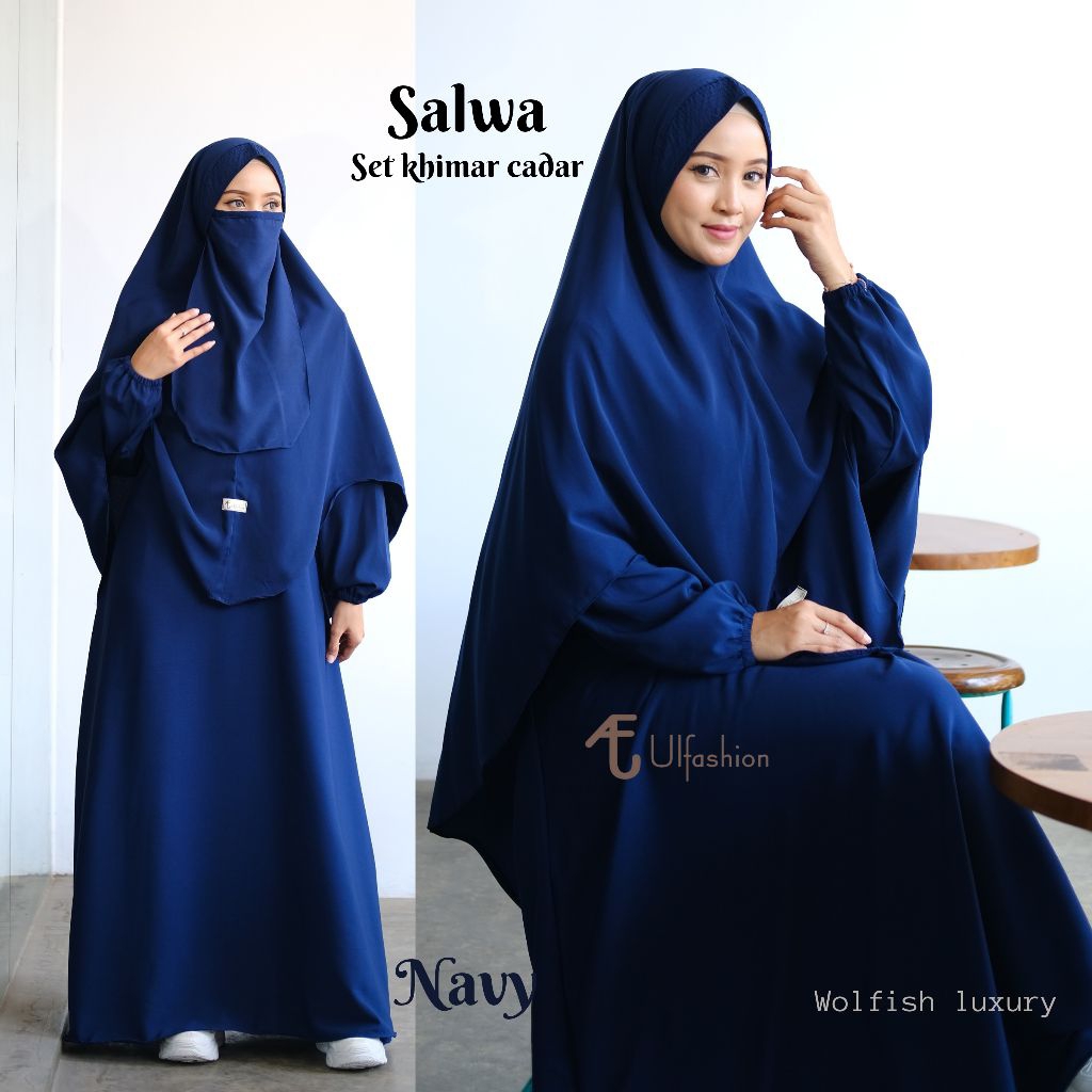 Gamis Syari Muslimah Set Khimar Cadar Salwa Bahan Wolfis Luxury