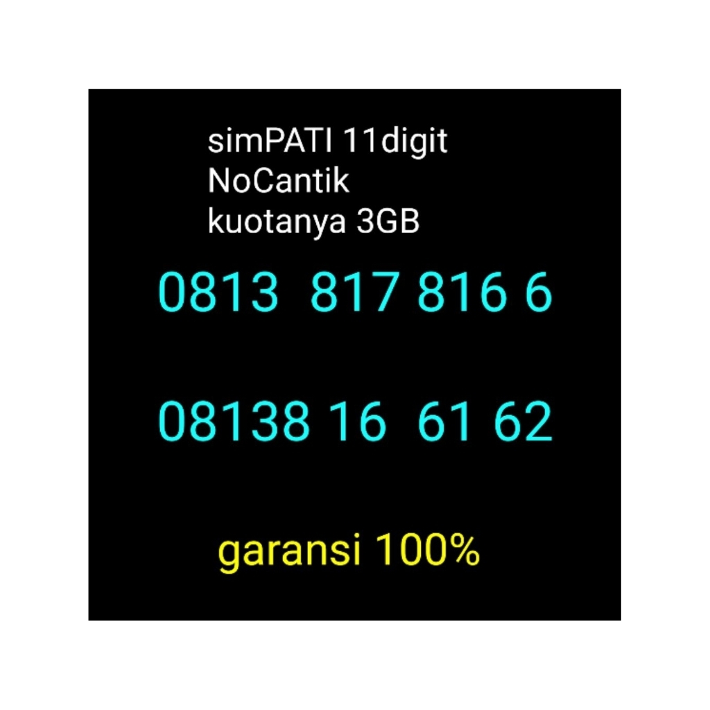 simPATI 11digit  no cantik kuotanya 3GB