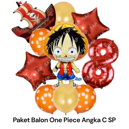 Paket Balon ONE PIECE ANGKA C SP/Dekorasi Ulang Tahun One Piece