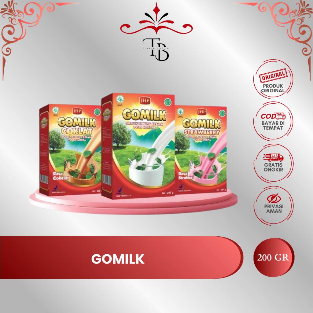GOMILK Susu Kambing Etawa Plus Herbal 200 Gram | Gomilk Original / Coklat / Strawberry
