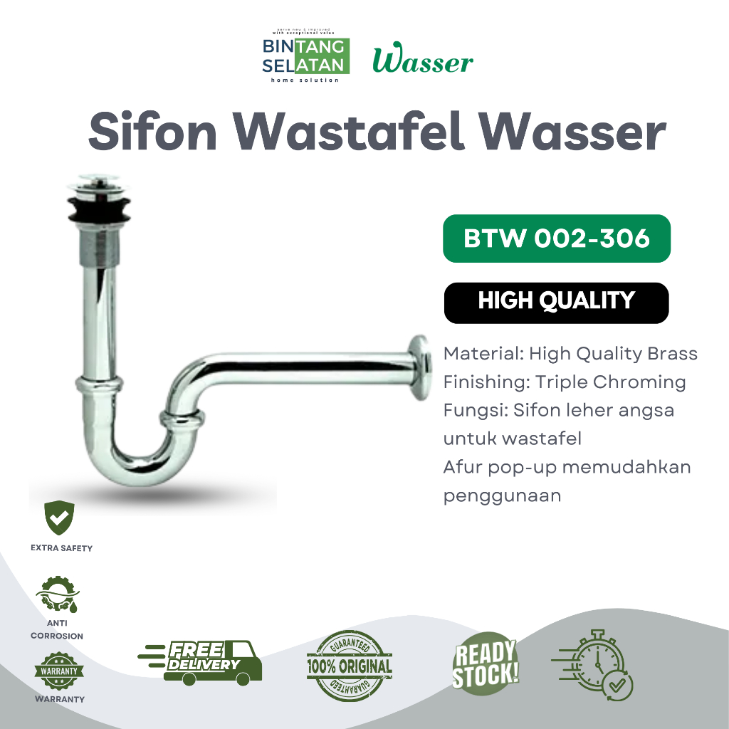 SIFON WASTAFEL WASSER BTW 002 306 (AUTOMATIC POP UP)