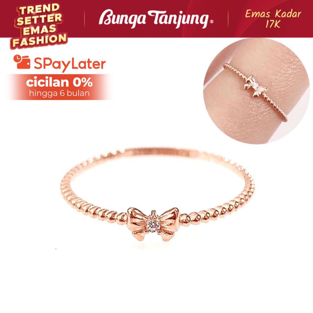 CINCIN RIBBON BOBBA PITA - EMAS 17K - BUNGA TANJUNG GOLD