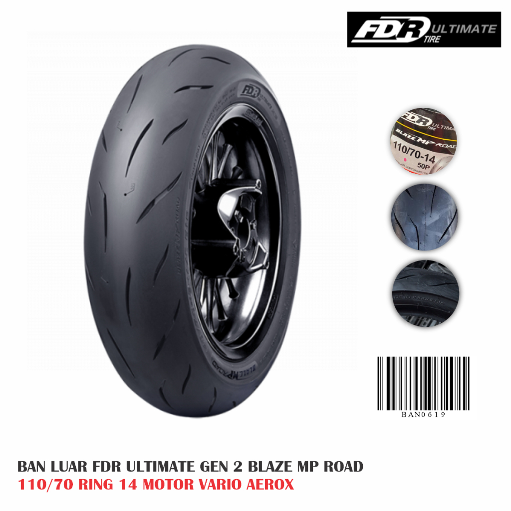 FDR 110/70-14 BLAZE MP ROAD Ban Tubeless Motor Matic Vario 125 150 Aerox 155 Ban Touring Daily