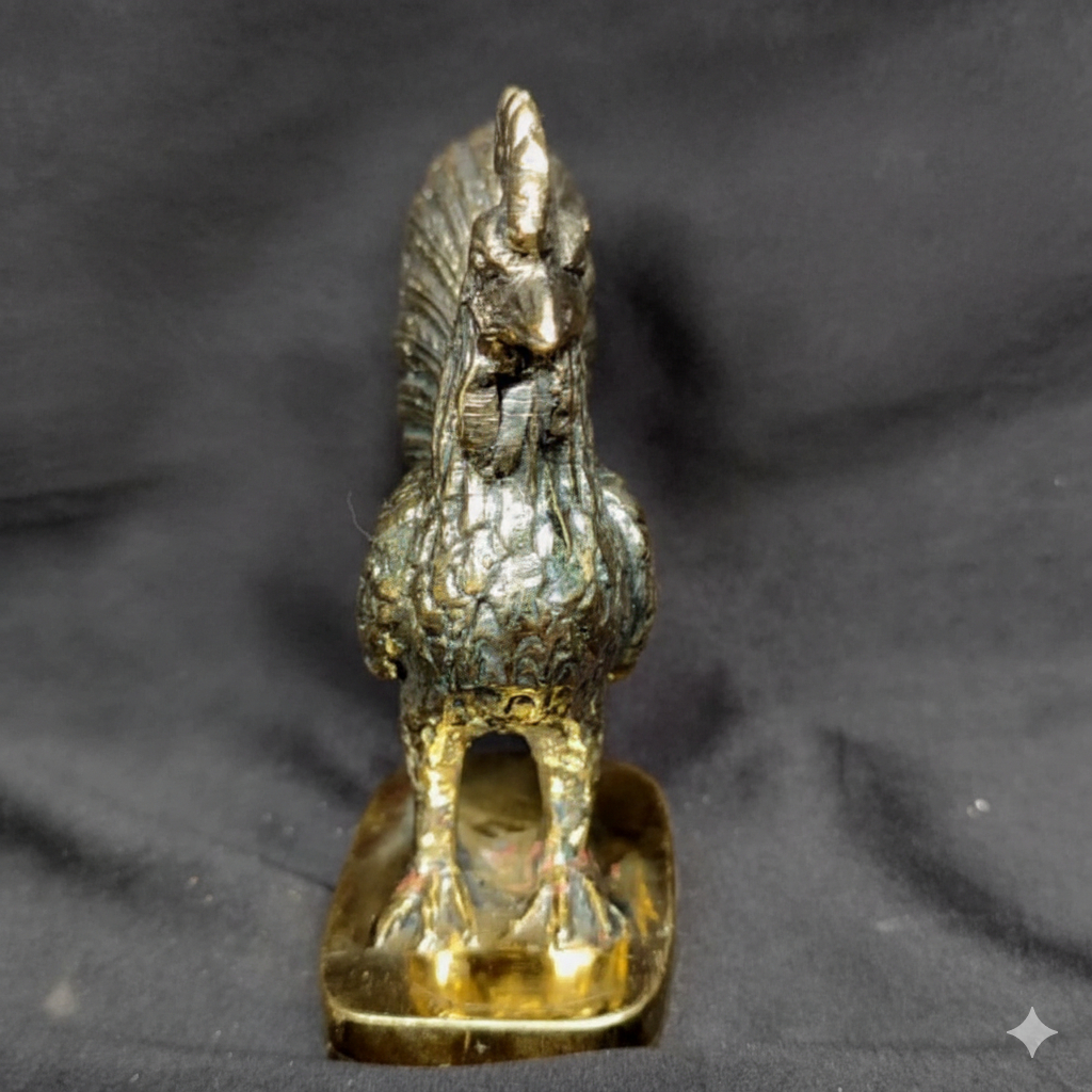 Patung Ayam Jago Bahan Full Kuningan Warna Kuning Emas Detail Bagus