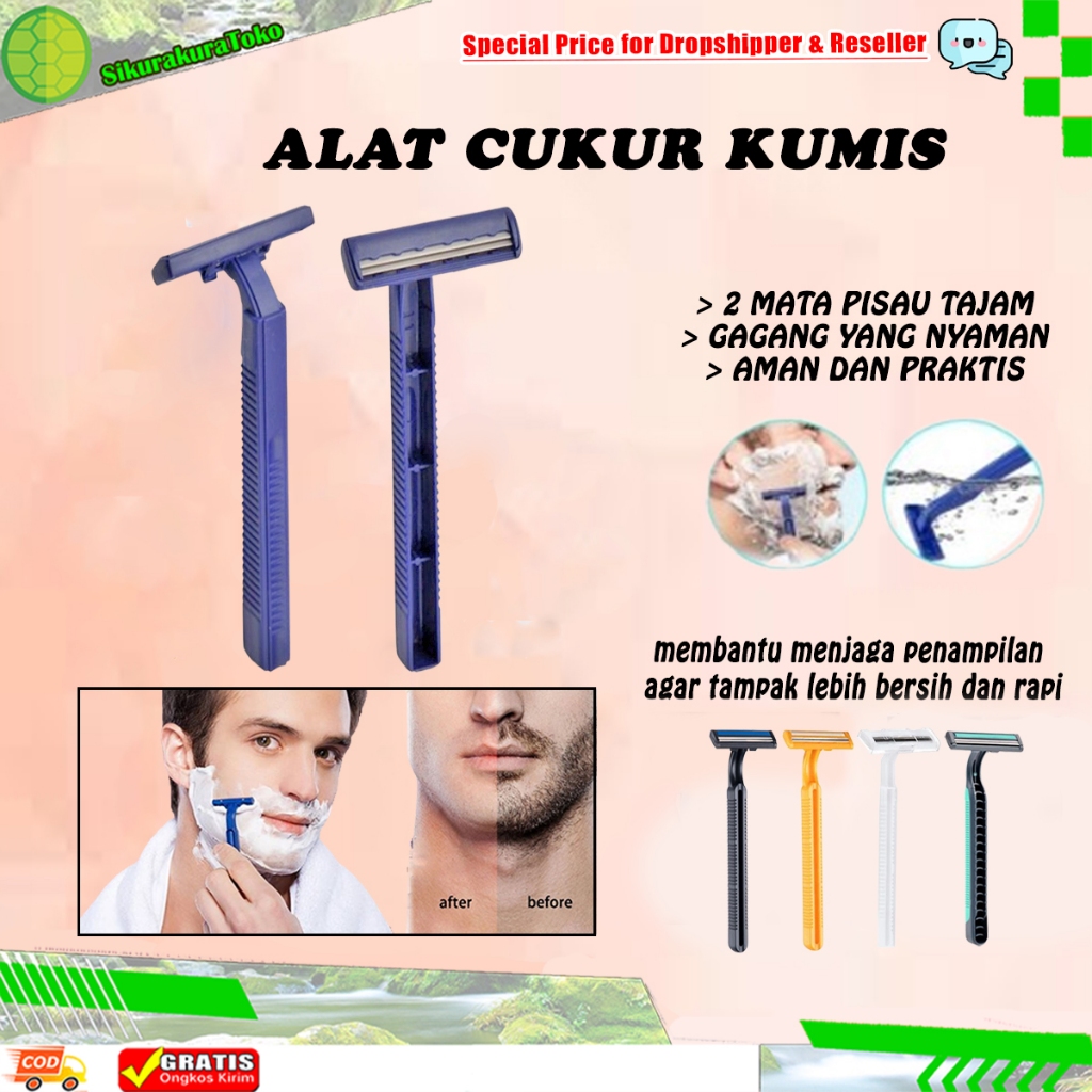 (skr) Alat Cukur Kumis Dan Jenggot 2 Mata pisau / silet cukuran / alat kerik potong bulu kemaluan