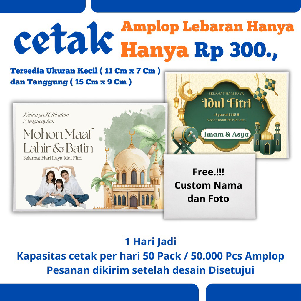 Amplop Lebaran Custom Nama & Foto / Amplop Nama