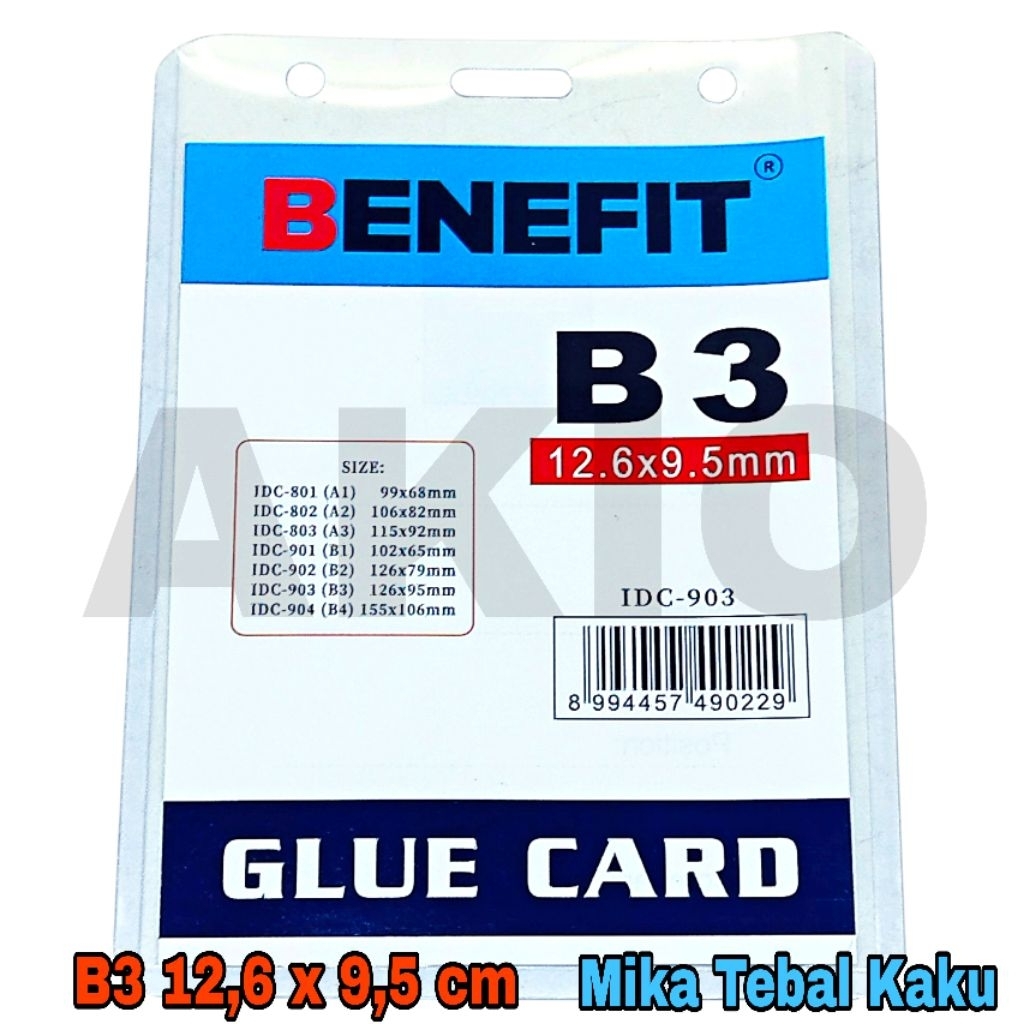 ID Card Holder Nametag Lanyard Kalung Mika Plastik B3 BENEFIT IDC-903 TEBAL 12,6x9,5 cm Tali Gantung