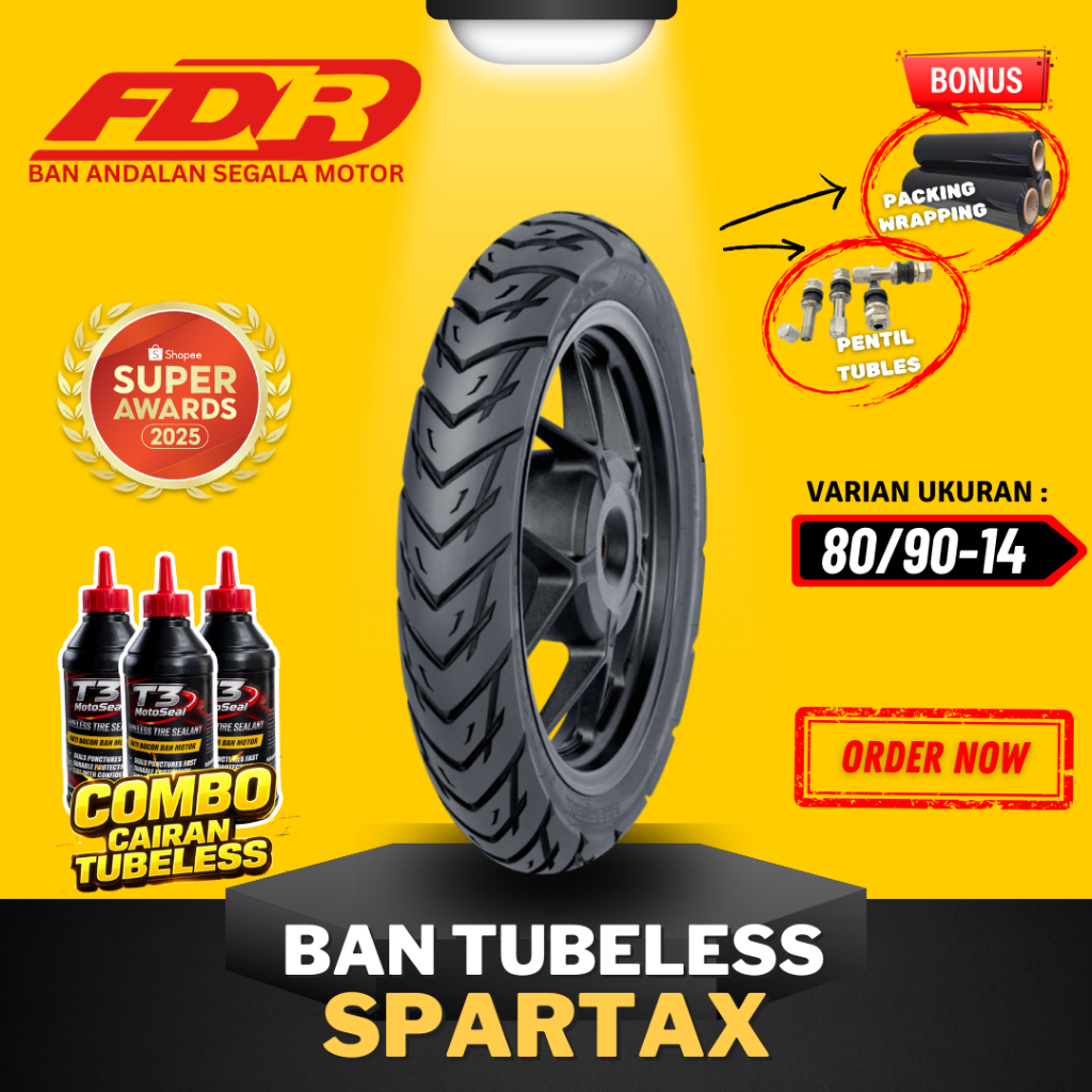[READY COD] BAN FDR SPARTAX TUBELESS RING 14 ( 80/90-14 ) / BAN FDR TUBELESS RING 14 / BAN FDR SPART