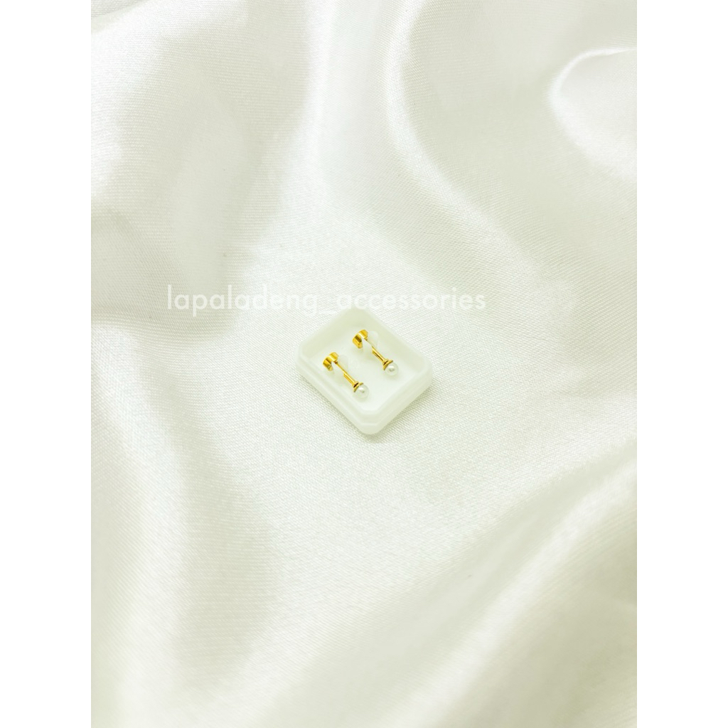Anting tindik kancing permata simple wanita pria titanium 0884