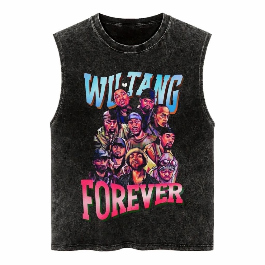 Psycho Crucify "Wutang Forever" Sleeveless Oversized T-Shirt | Stone Wash | Kaos Oversize | Vintage 